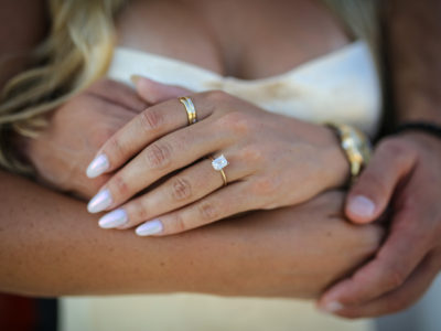 Hands with engagement ring