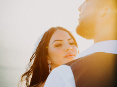 location portraiture during sunset in santorini island