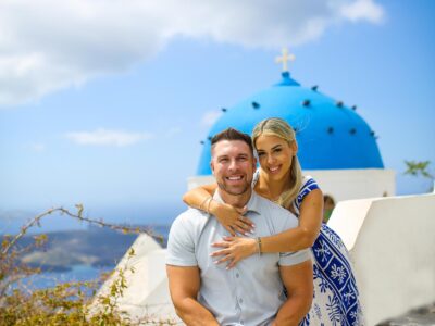 wedding portraiture in Imerovigli as part of the proposal photo session